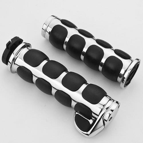 25mm Manopole Moto Motorbike Billet Aluminum & PVC 1" Chrome Handlebar Hand Grips For Harley Touring Dyna Sportster Softail