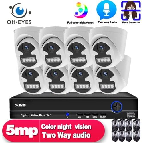 5MP POE CCTV Video Surveillance 8 Cameras 8CH NVR Kit 4K Home Security Camera System Indoor Color Night Vision IP Camera Set 5MP