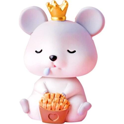 Resin Ornaments For Home Car Interior Decor Creative Cute Greedy Rat Shaking Head Living Room Accessories Friends Gifts