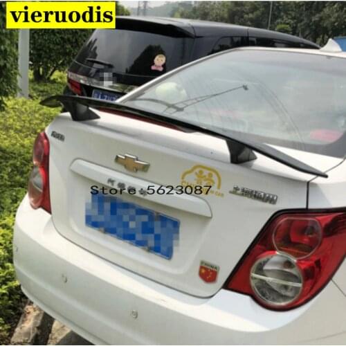 For Chevrolet Aveo Spoiler 2010-2013 ABS Plastic Unpainted Color Rear Roof Spoiler Wing Trunk Lip Boot Cover Car Styling