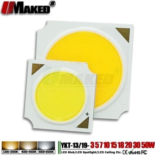 10Pcs COB Chips Epistar 17x34mil 3 5 7 10 12 15 18 20 24 30 40 50W 1313/1919 SMD COB diode ball LED Bulb Ceiling spotlights DIY