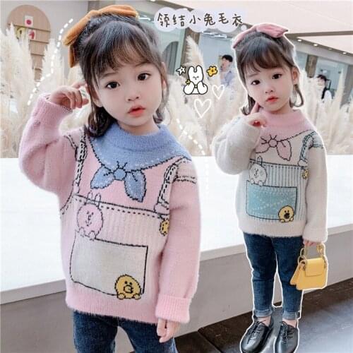 Girl Sweater Kids Baby Toddler Tops 2021 Printed Thicken Warm Winter Autumn Wool Knitting Cashmere Christmas Children Clothing