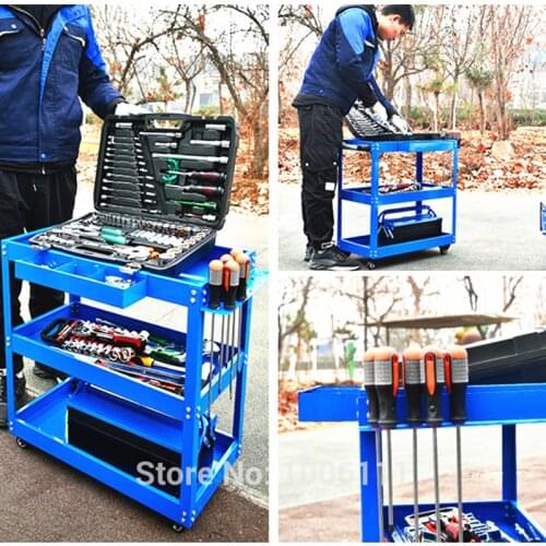 Three-storey Multi-functional Mobile Vehicle Repair Tool Trolley For Workshop