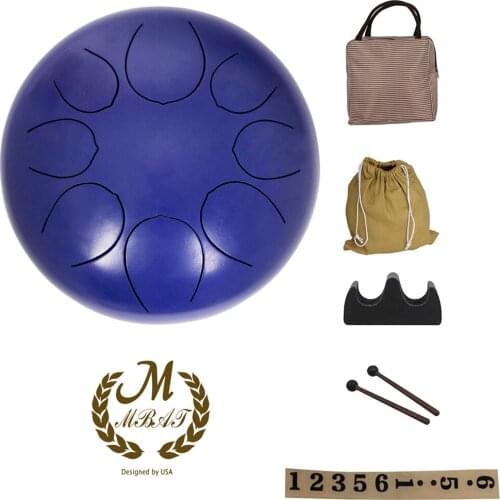 10 Inch Steel Tongue Drum Percussion Instrument Hand Pan Drum with Drum Mallets Carry Bags Note Sticks