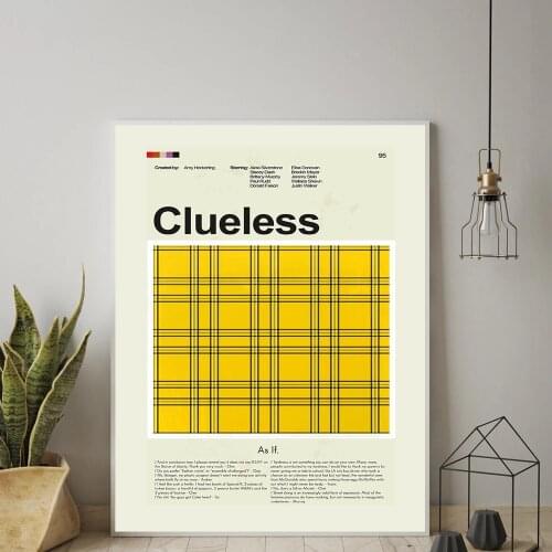 Clueless Mid-Century Modern Inspired Poster Vintage Colorful Canvas Painting Retro Wall Pictures for Living Room Home Decor