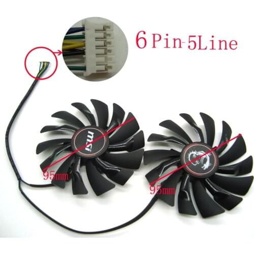 New Original 95MM PLD10010S12HH 6Pin Graphics Video Card Cooler Fan For MSI GTX 980 970 960 GAMING Dual Fans Twin Cooling Fan