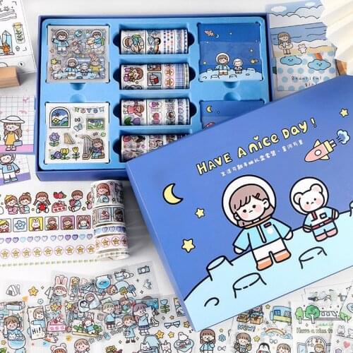 Yisuremia 100pcs/Set Kawaii Sticker Washi Tape DIY Diary Scrapbooking Journal Decorative Stickers Kids Gift School Stationery