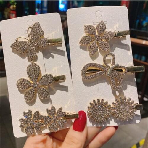 Women Rhinestone hair clip butterfly side clip sweet side clip hairpin cute hairpins