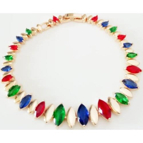 Women Bracelet New Exclusive Rose 585 Gold Color Jewelry 19CM Long Multi Zircon Women and Girl Bracelet