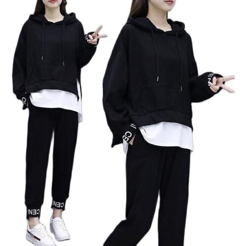 Spring And Autumn Korean Version Plus Size Tracksuit Women 2021 Fashion Hip-Hop Two Piece Set Women Casual Sports Suit Women