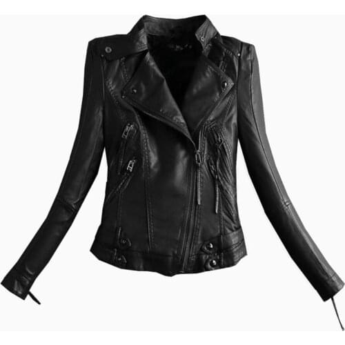 3XL Winter Women Jacket Solid Women Jacket Slim Women Motorcycle PU Leather short Jacket Zipper