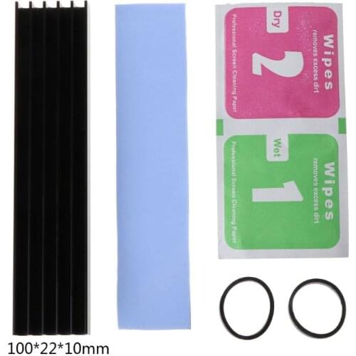 1Set Aluminum Heatsink Cooling Thermal Pad Cooler for NVME M.2 NGFF 22110 PCI-E SSD Solid State Hard Drive Disk 10x22x100MM