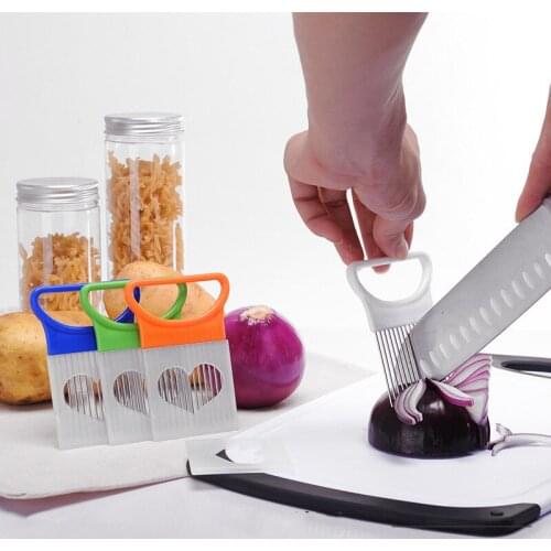 1pcs Onion Slicer Tomato Vegetables Safe Fork vegetables Slicing Kitchen Cutting Tools
