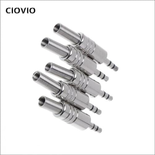 5pcs 3.5mm Plug Connector Stereo Metal 3Poles 3.5 Plug&Jack Adapter With Spring Solder Wire Terminals R06 Drop Ship