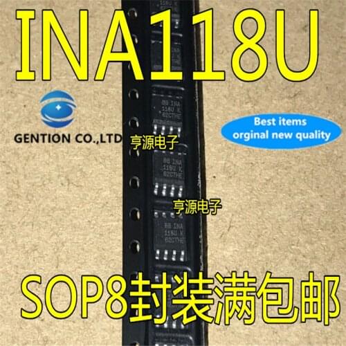10Pcs INA118 INA118UA INA118U INA118UK SOP-8 Instrument amplifier chip in stock 100% new and original