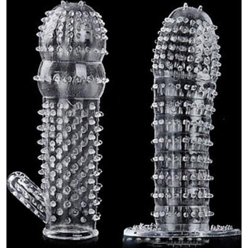 2pcs Reusable Penis Extend Sleeve Spike Condoms Male Cock Ring Enlargement Dick Cover Adult Sex Toys For Men Delay