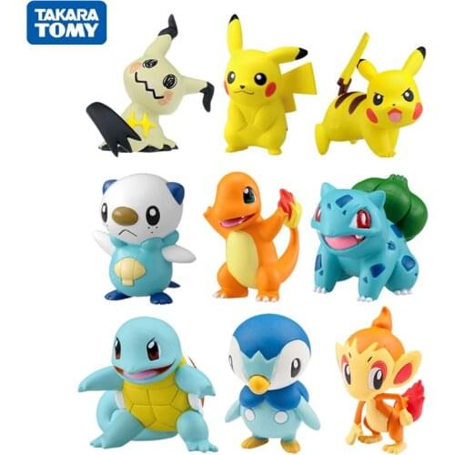 3-5cm TOMY Domeka Wizard Pokemon Doll Toy Model Pikachu Decoration Pokemon Cute Pet Hand Model Christmas Birthday Gift