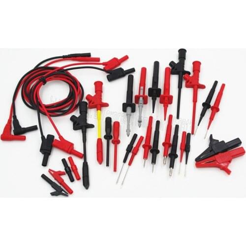31pcs Electronic Specialt kit Insulation 4mm Banana test lead pierce spring test probe/hook/crocodile clip for multimeter meter