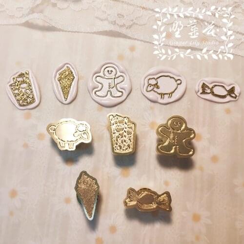 3D Ice Cream Candy Custom Sheep Head Irregular Wax Seal Heads Stamps Postage Journal Package Wedding Envelope Stamp gifts