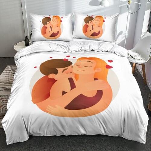 3D Custom Design Valentine Bedding Sets White Duvet Cover Set Comforter Covers Pillow Cases King Queen Full Twin Home Textile