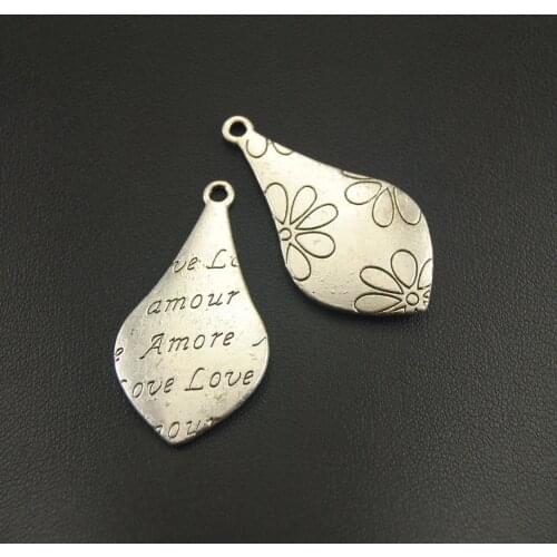 5pcs Wholesale DIY Silver Color Charm Lovely Words Flower charm Fits Bracelets Jewelry Making A1177