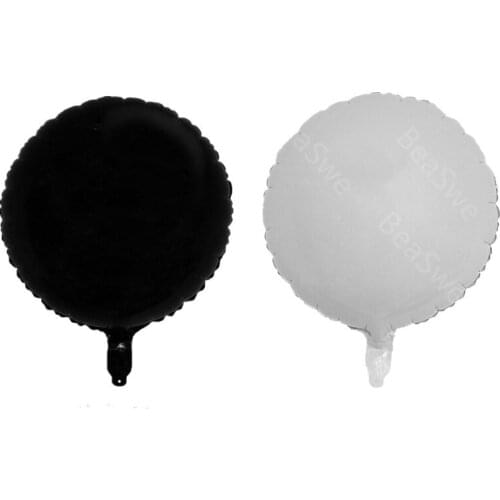 50pcs 18'' White Black Round Foil Balloons aluminium foil helium balls wedding valentines day birthday party decor baby Gifts