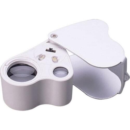 50pcs/lot Dual Lens 30X 60X Handheld Mini Pocket Microscope Loupe Jeweler Magnifier LED Light Fantastic