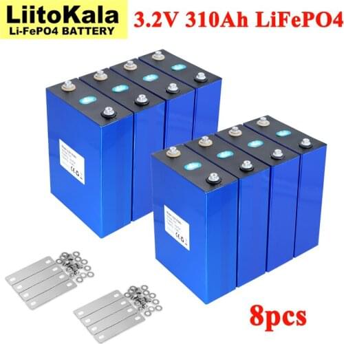 8pcs 3.2V 310Ah Lifepo4 Battery Lithium Iron Phosphate For 12V RV Campers Golf Cart Off-Road Off-grid Solar Wind US/EU Tax Free
