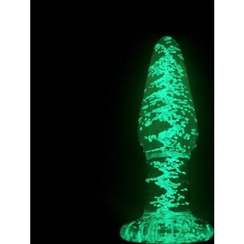 G-spot anal plug with smooth luminous glass sexy anal plug for female couples
