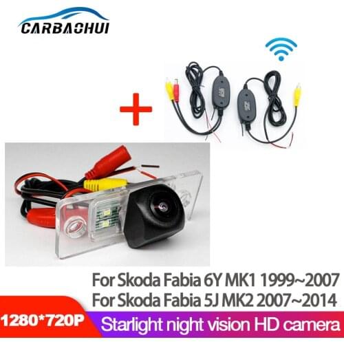 Car wireless Reversing Back Up Camera For Skoda Fabia 6Y MK1 1999~2007 For Skoda Fabia 5J MK2 2007~2014 HD Night Vision