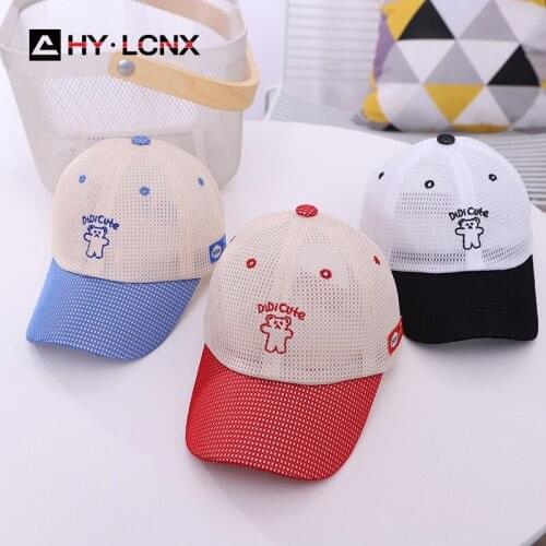 New Children Whole Net Sun Adjustable Baseball Cap Girl Cute Cartoon Bear Hat Summer Boy Cotton Breathable Outdoor Cap