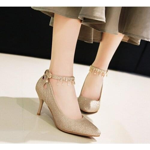 Big Size high heels sandals women shoes woman summer ladies Womens Shoes with Spiked Fine Heel and Button Drill