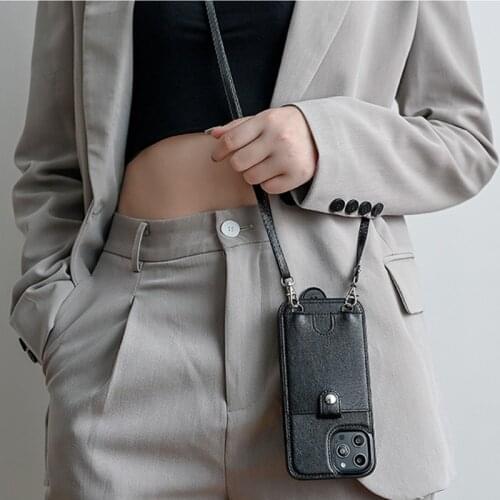 Wallet Card Crossbody Long Chain phone bag case for iphone 12 11 pro max case XS MAX SE2 12MINI Cover X XR 6 7 8 plus strap S20