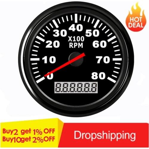 3000-8000 RPM Tachometer Sensor For Boat Marine 12V 24V Car Tacho Hour Meter With LCD Hourmeter Gauge Diesel & Gasoline Engine