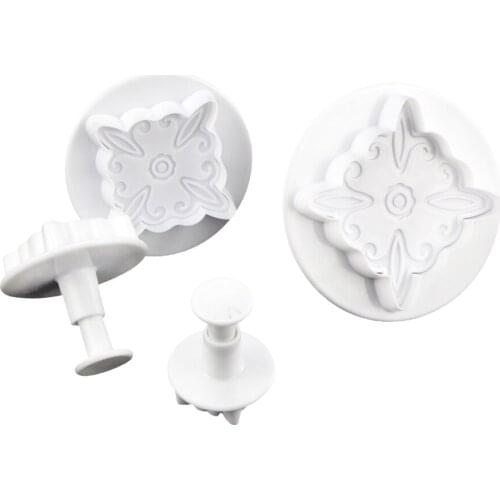 DIY 4PCS/SET Plastic Fondant Plunger Cake Decorating Baking Tools Cookie Stamp Mold Cookie Cutter For Cakes