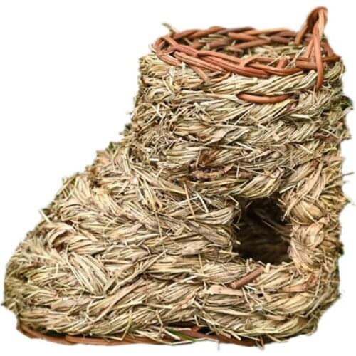 Bird Nest Grass Bird Hut Cage Outdoor Hanging Canaries Nest Hideaway for Finch