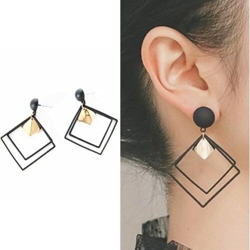 Geometric Dangle Earrings For Women Teens Girls 2021 Trend Black Gold Diamond Earrings Party Daily Fashion Jewelry Gifts