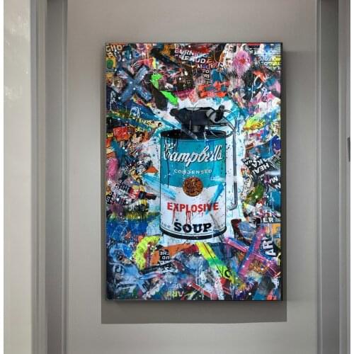 Condensed Soup Spray Graffiti Paint Tank Canvas Poster Wall Art Prints Posters Graffiti Picture for Living Room Home Decor