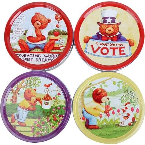 Biscuit box creative cartoon cute egg yolk box round metal gift chocolate jewelry Pill Tinplate 19 * 5.3cm saving piggy