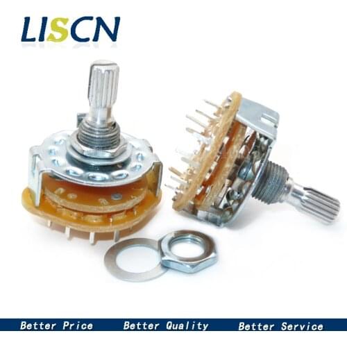2PCS RS25 6mm Knurl Shaft Panel Mount 1P11T 2P4T 2P5T 2P6T 3P3T 3P4T 4P3T Rotary Band Switch Selector