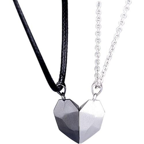 1 Pcs/ Pairs Magnetic Heart Pendant Copper Rope Chain Couple Necklace for Women Men Gift Jewelry