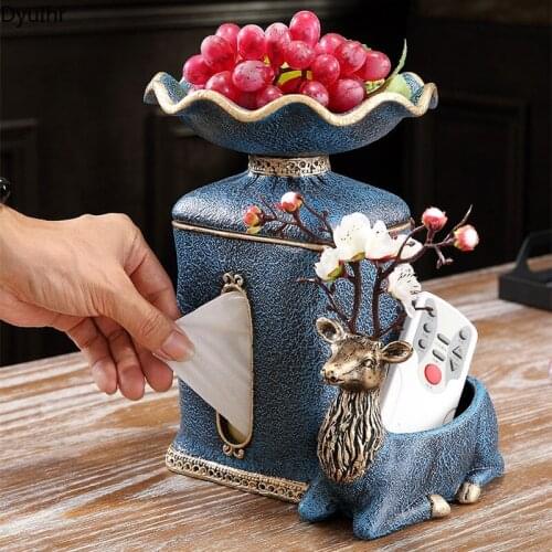 European Multifunctional Storage Box Decoration Resin Crafts Housewarming Gift Living Room Coffee Table Tissue Box Decoration