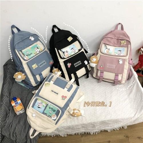 Fashion Women Backpack 2021 Simple Casual School Bag For Girls Harajuku Cute Nylon Waterproof Outdoor Travel Backpack