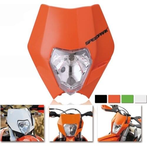 MZOOM Motorcycle Dirt Bike Motocross Supermoto Universal Headlight Fairing for KTM SX EXC Black Orange White Motorcycle Headlamp