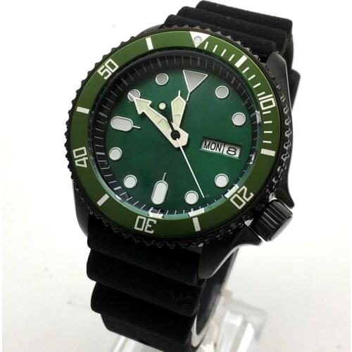 42MM diving watch automatic mechanical male watch NH35A movement aseptic green dial black case strap PARNSRPE