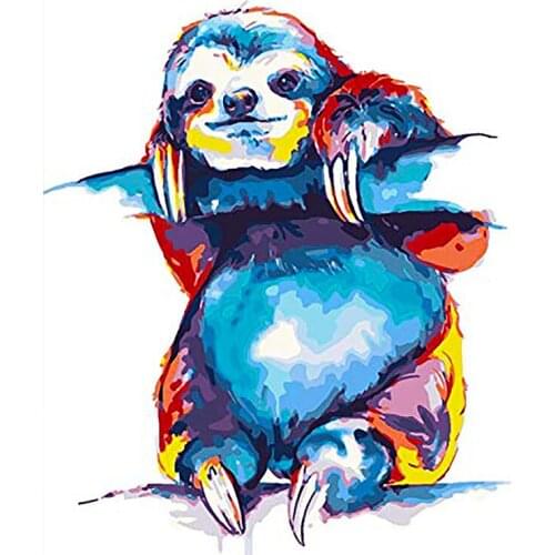 Painting By Numbers sloth animal Drawing On Canvas Picture Kit Wall Art HandPainted DIY Home Decoration Gift
