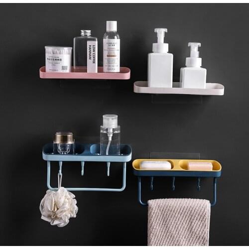 Wall-Mounted Bathroom Shelves Soap Shelf Storage Rack Kitchen Organizer Shelf Sink Sponge Brush Holder Toiletries Storage Holder
