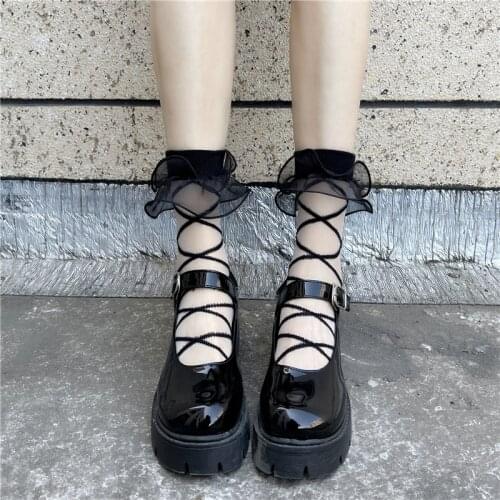 New Summer Japanese Gothic Black Lace Socks Streetwear Girls Sweet Cute Fashion Punk JK Socks