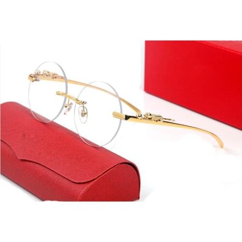 Pawes New Round Glasses Frame Men Sunglasses Gold Rimless Eyeglasses for Anti Reflective Clear Lens Prescription Spectacles