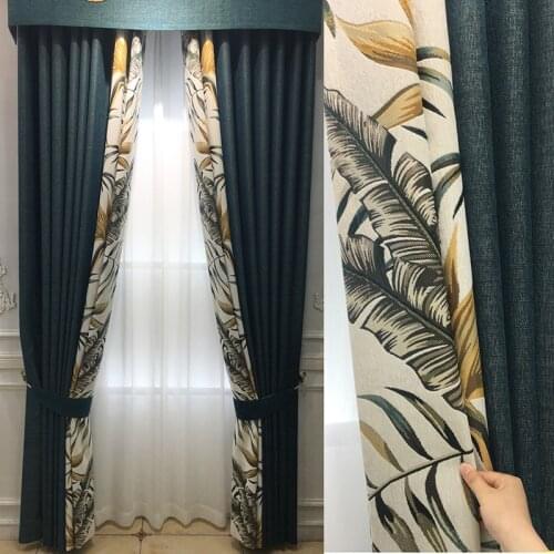 American Country Thick Jacquard Blackout Curtains for Living Room Bedroom Retro Curtains